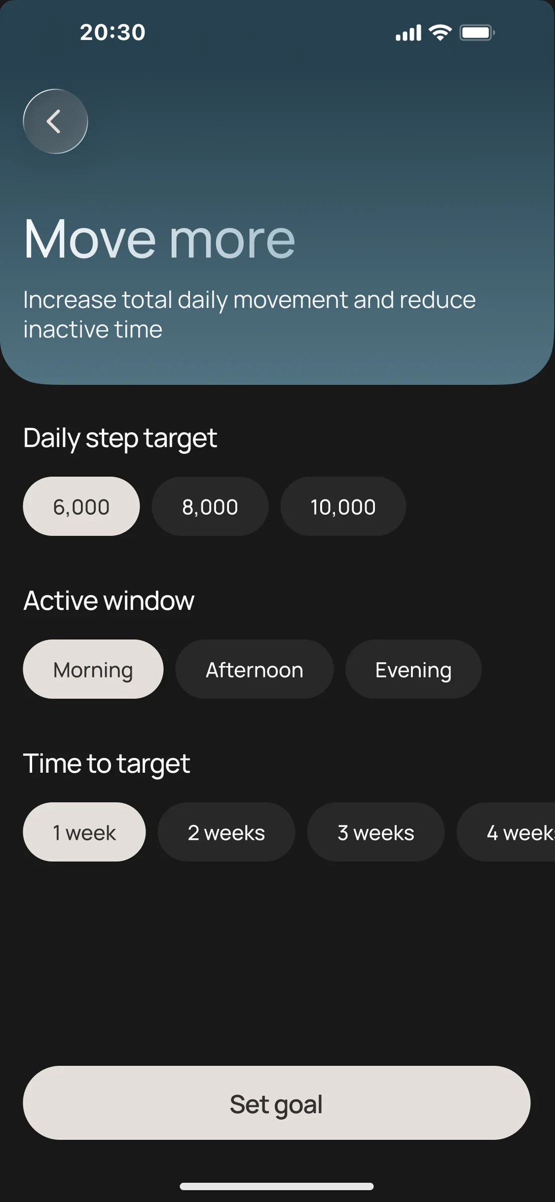 Move more — goal settings
