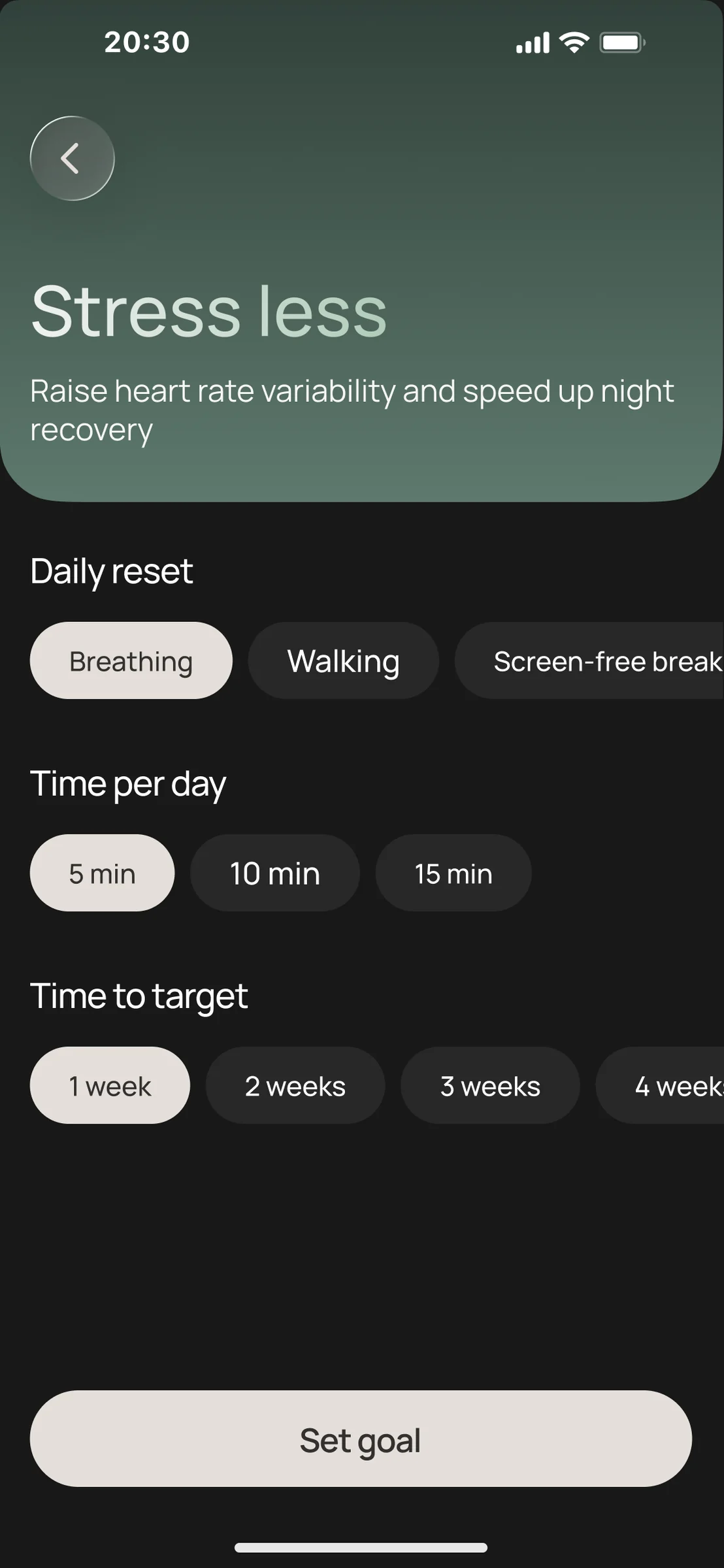 Stress less — goal settings