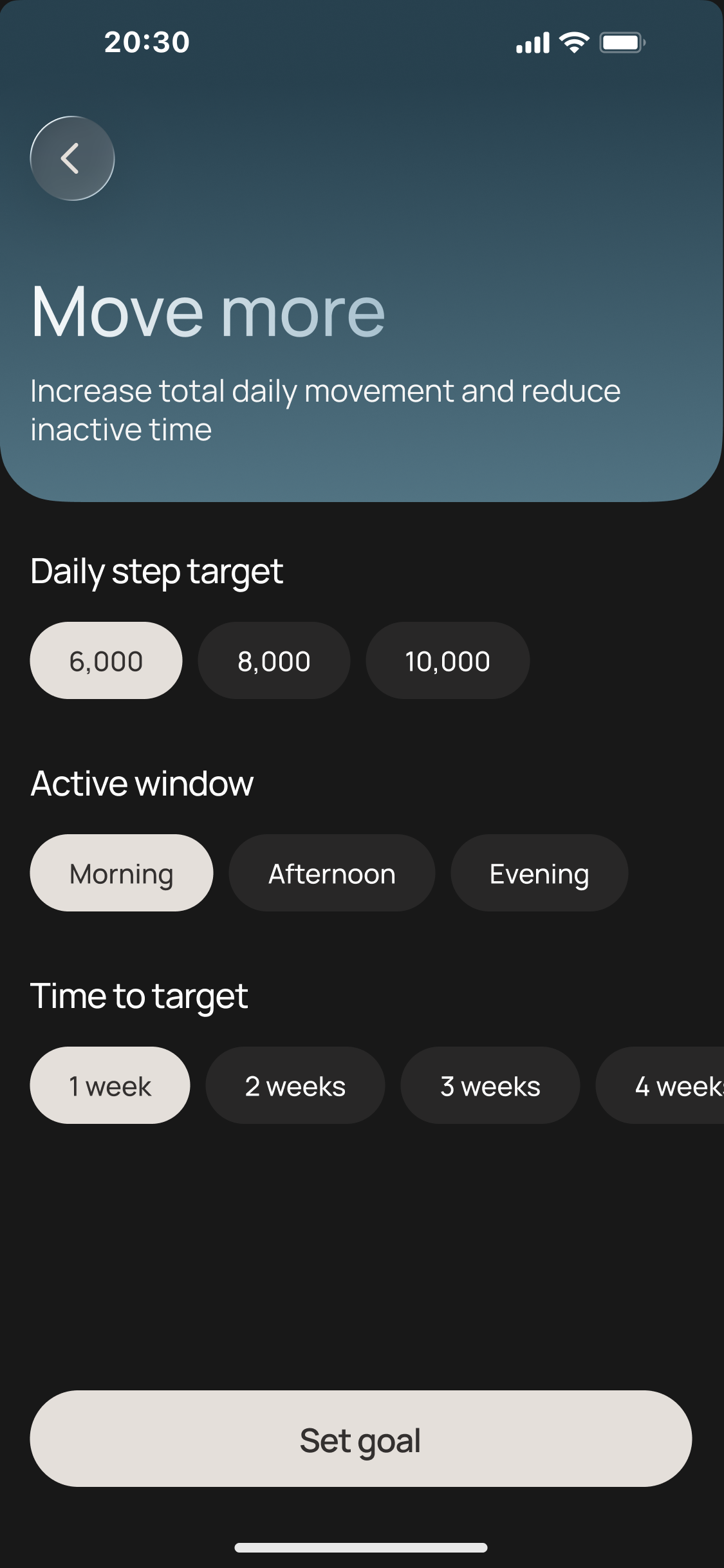 Move more — goal settings