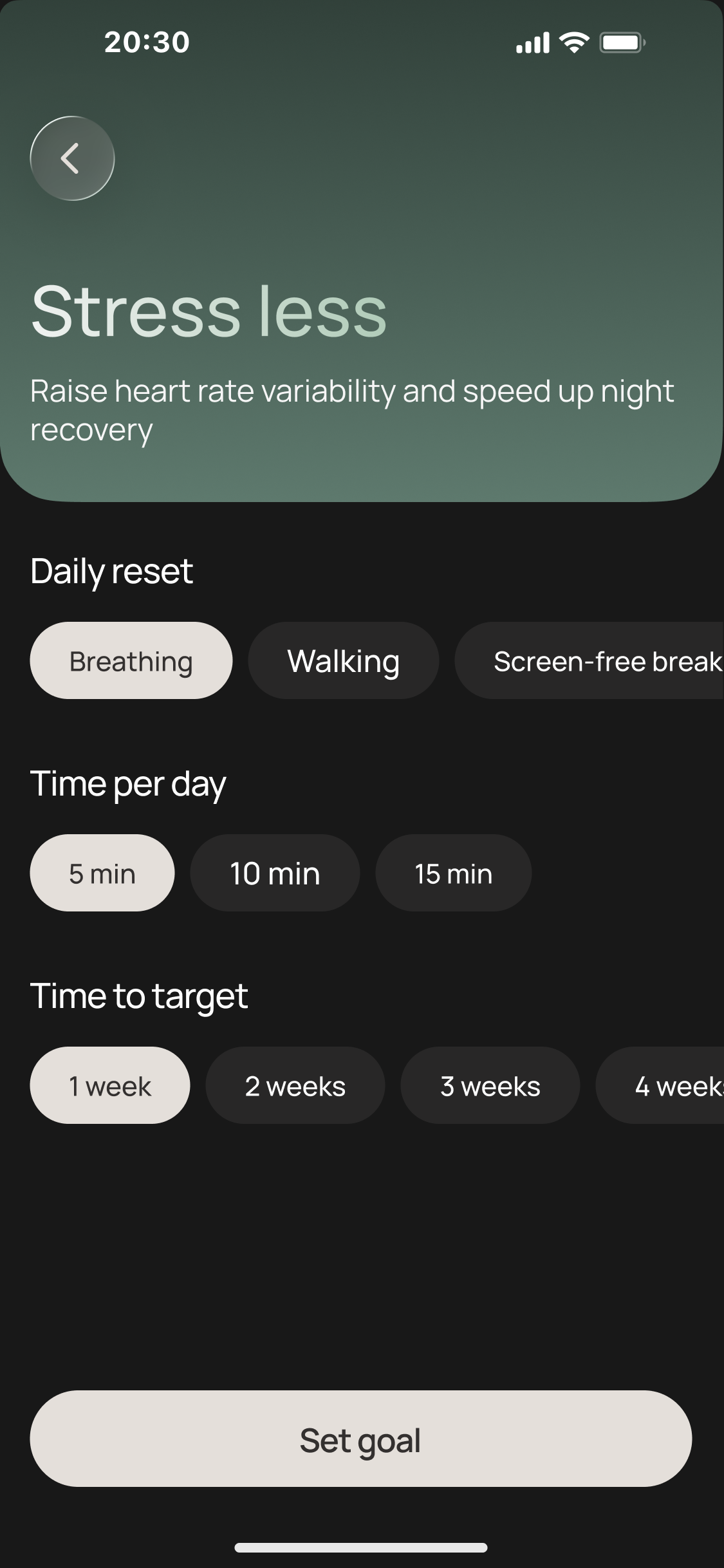Stress less — goal settings