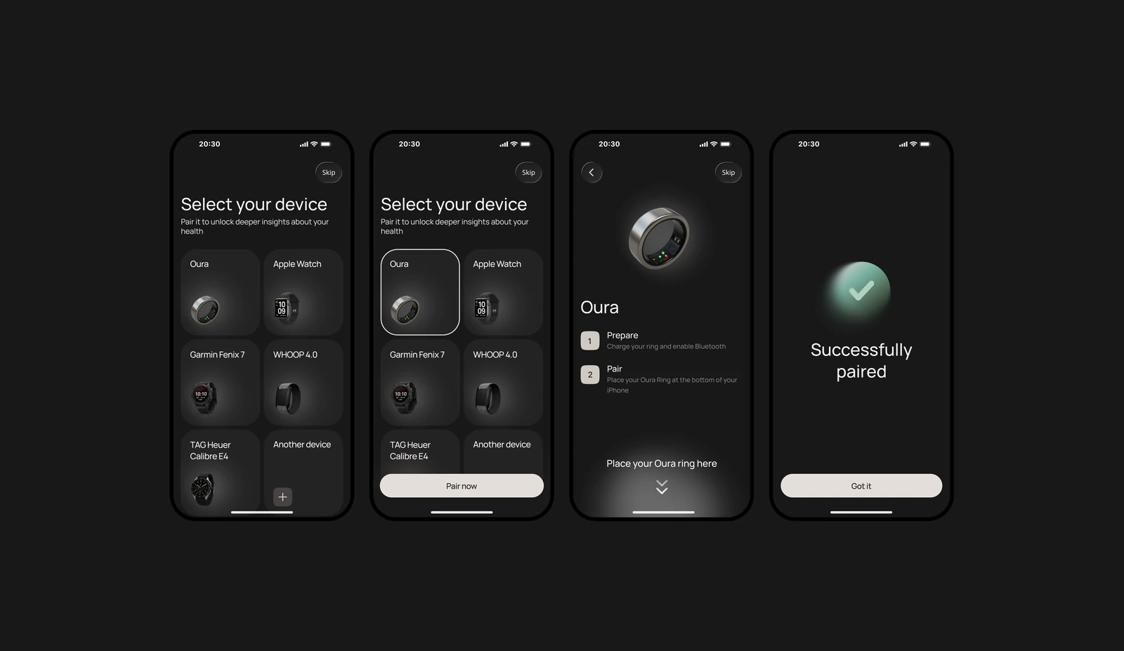 Device selection and pairing